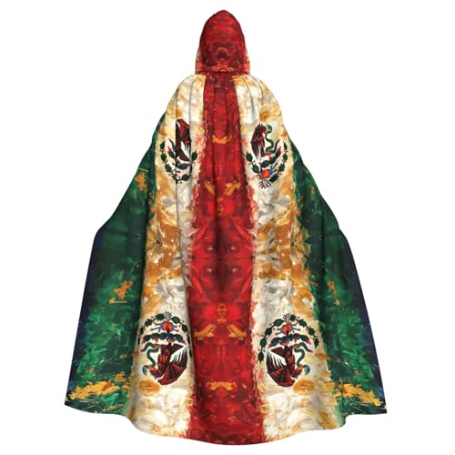 JEJEA Mexikanische amerikanische Flagge, Hexen-Zauberer, Kapuzenumhang, Erwachsenen-Halloween-Partyumhang, für Hexe, Vampir, Cosplay-Kostüm von JEJEA