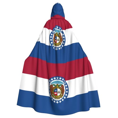 JEJEA Missouri State Flag Print Hexe Zauberer Kapuzenumhang Erwachsene Halloween Party Umhang für Hexe Vampir Cosplay Kostüm von JEJEA