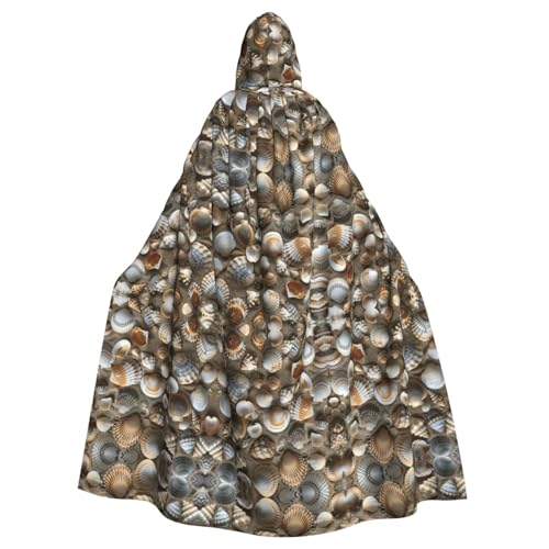 JEJEA Muscheln Sanddruck Hexe Zauberer Kapuzenumhang Erwachsene Halloween Party Umhang für Hexe Vampir Cosplay Kostüm von JEJEA