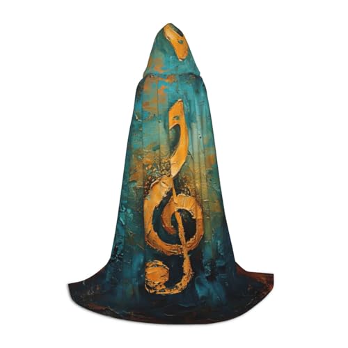 JEJEA Musik-Symbol-Druck, Halloween, Cosplay, Weihnachten, Party, Outfits, Zauberer-Robe, Halloween, Umhang, Mittelalter-Renaissance von JEJEA