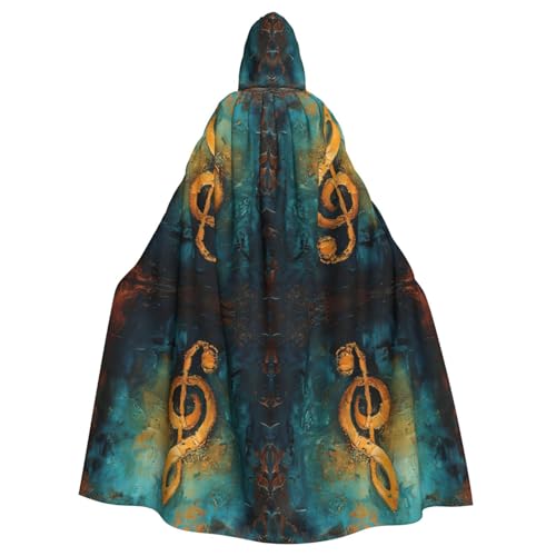 JEJEA Musik-Symbol-Druck, Hexen-Zauberer, Kapuzenumhang, Erwachsenen-Halloween-Partyumhang, für Hexe, Vampir, Cosplay-Kostüm von JEJEA