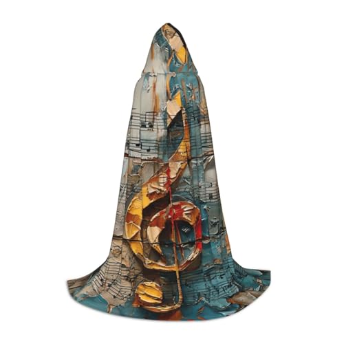 JEJEA Musiknoten Druck Halloween Cosplay Weihnachten Party Outfits Kapuze Zauberer Robe Halloween Umhang Mittelalter Renaissance von JEJEA