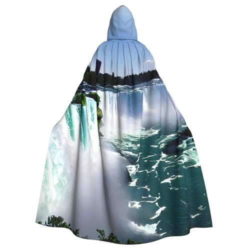 JEJEA Niagara Herbst Druck Hexe Zauberer Kapuzenumhang Erwachsene Halloween Party Umhang für Hexe Vampir Cosplay Kostüm von JEJEA