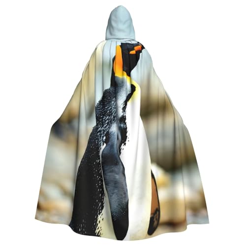 JEJEA Pinguin-Druck Hexe Zauberer Kapuzenumhang Erwachsene Halloween Party Umhang für Hexe Vampir Cosplay Kostüm von JEJEA