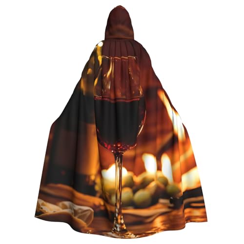 JEJEA Rotwein-Druck Hexe Zauberer Kapuzenumhang Erwachsene Halloween Party Umhang für Hexe Vampir Cosplay Kostüm von JEJEA