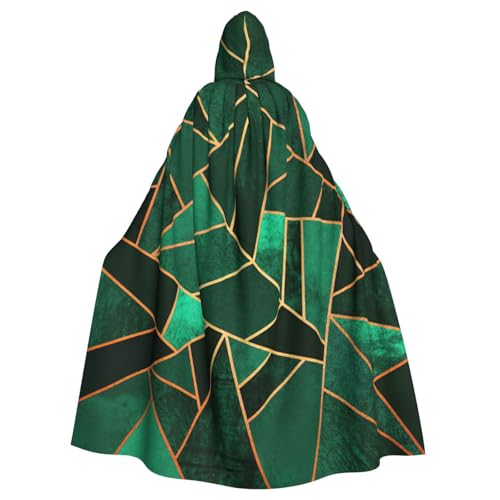 JEJEA Schwarzer und goldener geometrischer Druck, Hexen-Zauberer-Kapuzenumhang, Erwachsenen-Halloween-Partyumhang, für Hexe, Vampir, Cosplay-Kostüm von JEJEA