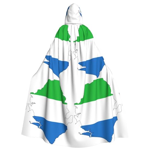 JEJEA Sierra Leone Flagge, Kartendruck, Hexen-Zauberer, Kapuzenumhang, Erwachsenen-Halloween-Partyumhang, für Hexe, Vampir, Cosplay-Kostüm von JEJEA