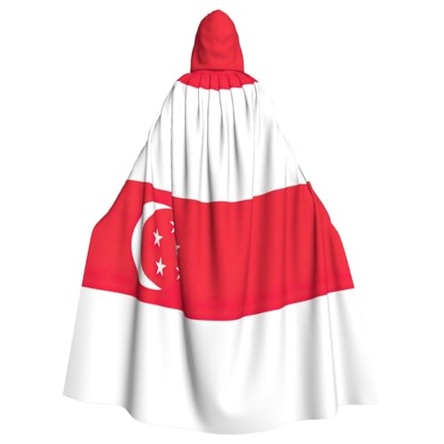 JEJEA Singapur-Flaggen-Druck, Hexen-Zauberer, Kapuzenumhang, Erwachsenen-Halloween-Partyumhang, für Hexe, Vampir, Cosplay-Kostüm von JEJEA