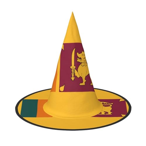 JEJEA Sri Lanka Flagge Druck Damen Großer Hexenhut Hexenhut Hexenhut Hexenhüte Halloween Cosplay Party Zubehör von JEJEA