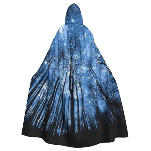 JEJEA Sternenhimmel Druck Hexe Zauberer Kapuzenumhang Erwachsene Halloween Party Umhang für Hexe Vampir Cosplay Kostüm von JEJEA