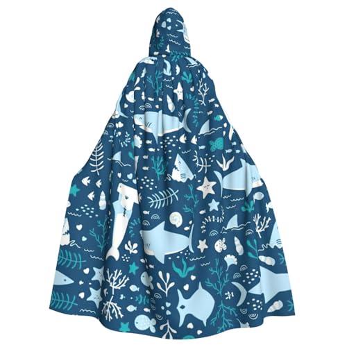 JEJEA Süßer blauer Fisch-Druck, Uni, Kapuzenumhang, Renaissance-Umhang, langer Umhang für Halloween, Cosplay-Kostüme JEJEA Süßer blauer Fisch-Druck, Uni, Kapuzenumhang, Renaissance-Umhang, langer Umhang für Halloween, Cosplay-Kostüme von JEJEA