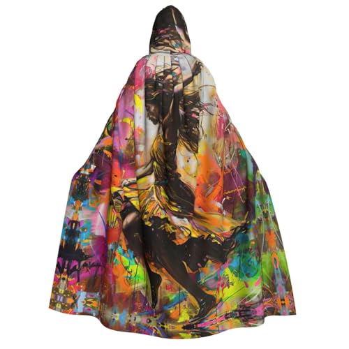 JEJEA Tanzen mit Musikdruck, langer Umhang für Weihnachten, Halloween, Umhang, Kostüme, Kapuzenumhang, Maskerade JEJEA Tanzen mit Musikdruck, langer Umhang für Weihnachten, Halloween, Umhang, Kostüme, Kapuzenumhang, Maskerade von JEJEA