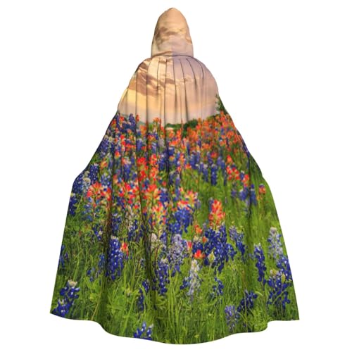 JEJEA Texas Bluebonnets Umhang mit Kapuze, Hexen-Zauberer, mit Kapuze, für Erwachsene, Halloween, Party, Umhang, für Hexe, Vampir, Cosplay-Kostüm von JEJEA