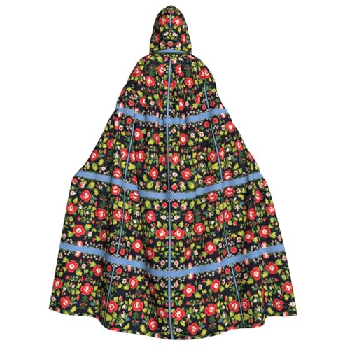 JEJEA Ukrainischer Stickerei-Stil, Rosen-Druck, Halloween-Kapuzenumhang, Unisex, für Cosplay, Weihnachten, Party, Gastgeschenke, Hexen-Outfits von JEJEA