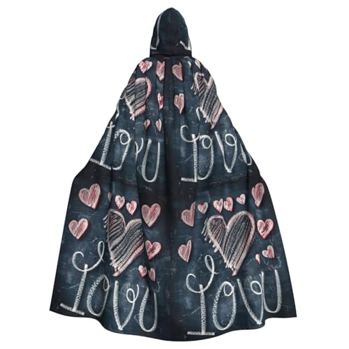 JEJEA Umhang mit Aufschrift "I Love You" mit Herzen, Hexen-Zauberer, Kapuzenumhang, Erwachsenen-Halloween-Partyumhang, für Hexe, Vampir, Cosplay-Kostüm von JEJEA