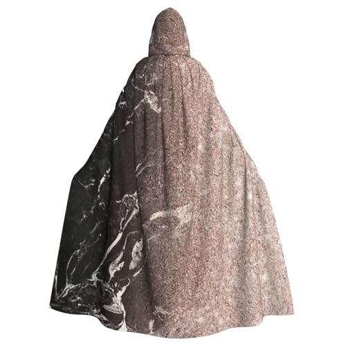 JEJEA Umhang mit Kapuze und Hexen-Zauberer, Marmor-Farbe, rotgoldener Druck, für Erwachsene, Halloween-Party, für Hexe, Vampir, Cosplay-Kostüm von JEJEA
