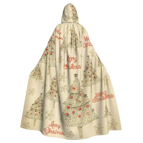 JEJEA Umhang mit Kapuze und Weihnachtsbaum-Druck, Hexen-Zauberer, Erwachsenen-Halloween-Partyumhang, für Hexe, Vampir, Cosplay-Kostüm von JEJEA