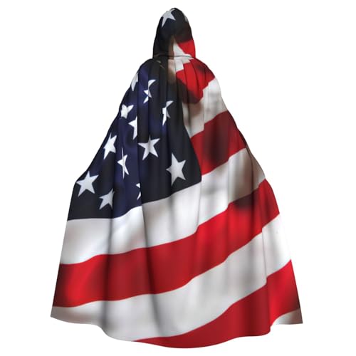 JEJEA Umhang mit amerikanischer Flagge, Hexen-Zauberer, Kapuzenumhang, Erwachsenen-Halloween-Partyumhang, für Hexe, Vampir, Cosplay-Kostüm von JEJEA
