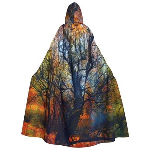 JEJEA Umhang mit bunten Lebensbäumen, mit Kapuze, Unisex, für Cosplay, Weihnachten, Party, Geschenke, Hexen-Outfits von JEJEA