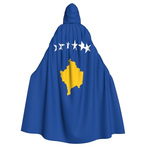 JEJEA Uni Kapuzenumhang mit Flagge des Kosovo, Renaissance, langer Umhang für Halloween, Cosplay-Kostüme von JEJEA