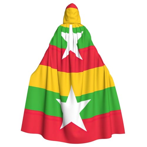 JEJEA Uni Kapuzenumhang mit Flagge von Myanmar, Renaissance, langer Umhang für Halloween, Cosplay-Kostüme von JEJEA