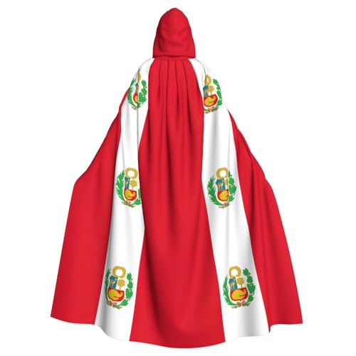 JEJEA Uni Kapuzenumhang mit Flagge von Peru, Renaissance, langer Umhang für Halloween, Cosplay-Kostüme von JEJEA