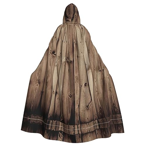 JEJEA Uni Kapuzenumhang mit Holzmaserung, Renaissance, langer Umhang für Halloween, Cosplay-Kostüme von JEJEA