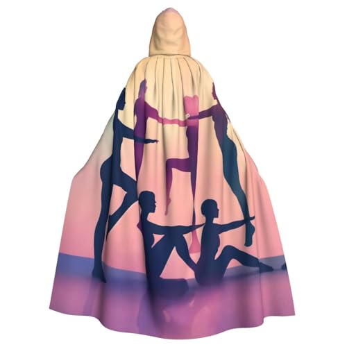 JEJEA Uni Kapuzenumhang mit Turn-Spieldruck, Renaissance-Umhang, langer Umhang für Halloween, Cosplay-Kostüme von JEJEA