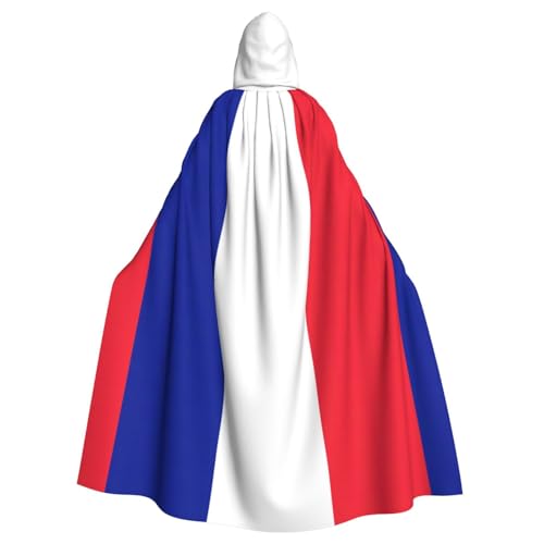 JEJEA Uni Kapuzenumhang mit französischer Flagge, Renaissance, langer Umhang für Halloween, Cosplay-Kostüme JEJEA Uni Kapuzenumhang mit französischer Flagge, Renaissance, langer Umhang für Halloween, Cosplay-Kostüme von JEJEA
