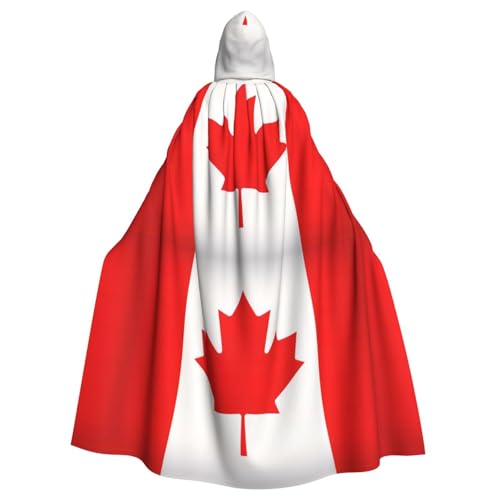 JEJEA Uni Kapuzenumhang mit kanadischer Flagge, Renaissance, langer Umhang für Halloween, Cosplay-Kostüme von JEJEA