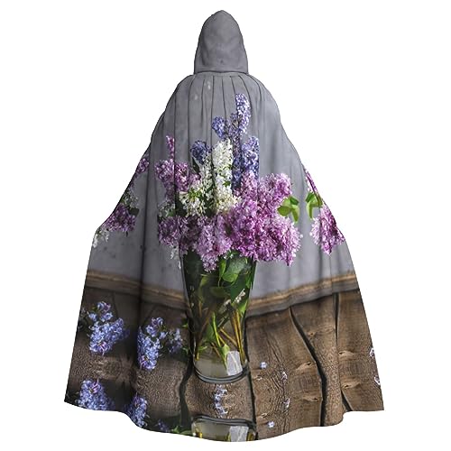 JEJEA Uni Kapuzenumhang mit lila Blumen, Renaissance, langer Umhang für Halloween, Cosplay-Kostüme von JEJEA