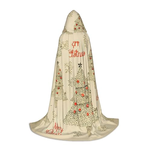 JEJEA Weihnachtsbaum-Druck, Halloween, Cosplay, Weihnachten, Party, Outfits, Zauberer, Robe, Halloween, Umhang, Mittelalterliche Renaissance von JEJEA