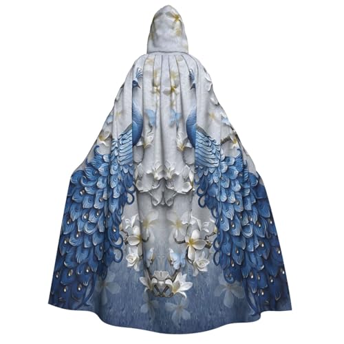 JEJEA Wunderschöner Halloween-Kapuzenumhang mit Pfauen-Aufdruck, Unisex, für Cosplay, Weihnachten, Party, Gastgeschenke, Hexen-Outfits von JEJEA