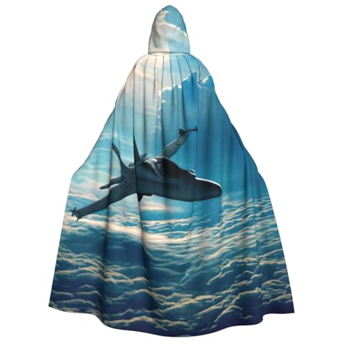 Kapuzenumhang mit Flugzeug-Jets-Aufdruck, Unisex, für Cosplay, Weihnachten, Party, Geschenke, Hexen-Outfits von JEJEA