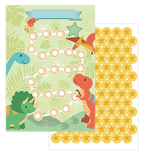 JEKA Belohnungstafel Kinder Dino - 10 Stück mit Sternen-Stickern zur Motivation bei Haushaltsaufgaben, Hausaufgaben, Töpfchentraining, Zähneputzen - Aufgabentafel für Kinder für Gute Gewohnheiten JEKA Belohnungstafel Kinder Dino - 10 Stück mit Sternen-Stickern zur Motivation bei Haushaltsaufgaben, Hausaufgaben, Töpfchentraining, Zähneputzen - Aufgabentafel für Kinder für Gute Gewohnheiten von JEKA
