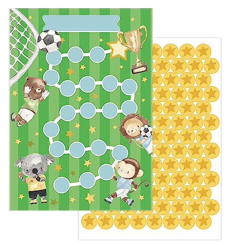 JEKA Belohnungstafel Kinder Fussball - 10 Stück mit Sternen-Stickern zur Motivation bei Haushalt, Hausaufgaben, Töpfchentraining, Zähneputzen - Aufgabentafel für Kinder für Gute Gewohnheiten JEKA Belohnungstafel Kinder Fussball - 10 Stück mit Sternen-Stickern zur Motivation bei Haushalt, Hausaufgaben, Töpfchentraining, Zähneputzen - Aufgabentafel für Kinder für Gute Gewohnheiten von JEKA