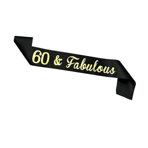 JEKUGOT 60 Geburtstag Schärpe Schwarz 60 Geburtstag Dekorationen für Frauen Geburtstag Schärpe für Frauen 60 Schärpe für Geburtstagsfeier - Elegante Party Dekoration Schärpe JEKUGOT 60 Geburtstag Schärpe Schwarz 60 Geburtstag Dekorationen für Frauen Geburtstag Schärpe für Frauen 60 Schärpe für Geburtstagsfeier - Elegante Party Dekoration Schärpe von JEKUGOT
