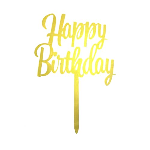 JEKUGOT Happy Birthday Cake Topper - Gold, Acryl, 15x15 cm, 1 Stück, Kuchenaufsatz für Geburtstage JEKUGOT Happy Birthday Cake Topper - Gold, Acryl, 15x15 cm, 1 Stück, Kuchenaufsatz für Geburtstage von JEKUGOT