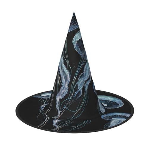 Blauer und goldener Quallen-Druck, Halloween-Hut, gruseliges Party-Accessoire, Karneval, Maskerade-Bälle Blauer und goldener Quallen-Druck, Halloween-Hut, gruseliges Party-Accessoire, Karneval, Maskerade-Bälle von JEKYDOSD
