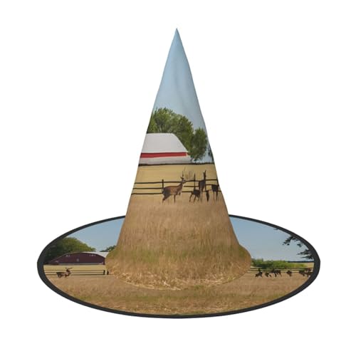 JEKYDOSD Bauernhof mit Hirschaufdruck, Halloween-Hut, gruseliges Party-Accessoire, Karneval, Maskeradebälle JEKYDOSD Bauernhof mit Hirschaufdruck, Halloween-Hut, gruseliges Party-Accessoire, Karneval, Maskeradebälle von JEKYDOSD