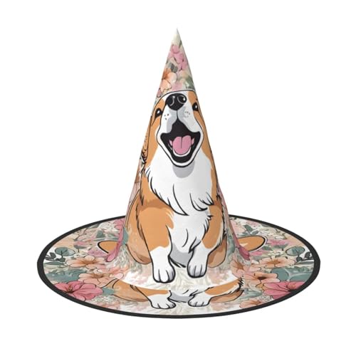 JEKYDOSD Corgi Halloween-Hut mit Blumenmuster, gruseliges Party-Accessoire, Karneval, Maskeradebälle JEKYDOSD Corgi Halloween-Hut mit Blumenmuster, gruseliges Party-Accessoire, Karneval, Maskeradebälle von JEKYDOSD