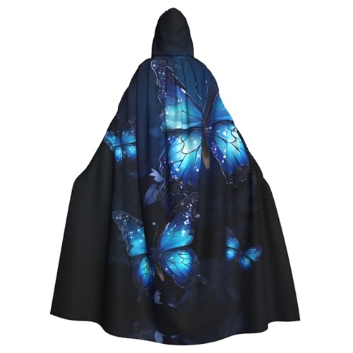 JEKYDOSD Dunkelblauer Kapuzenumhang mit Schmetterlings-Aufdruck, perfekt für Halloween, Rollenspiele, Maskerade und Kostümpartys JEKYDOSD Dunkelblauer Kapuzenumhang mit Schmetterlings-Aufdruck, perfekt für Halloween, Rollenspiele, Maskerade und Kostümpartys von JEKYDOSD