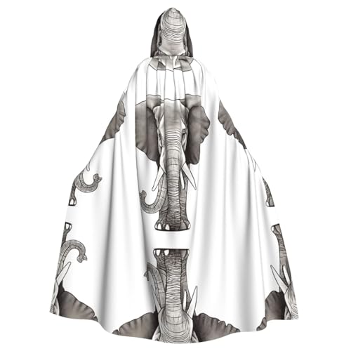 JEKYDOSD Elefant mit Kunstdruck, Kapuzenumhang für Erwachsene, perfekt für Halloween, Rollenspiele, Maskerade und Kostümpartys JEKYDOSD Elefant mit Kunstdruck, Kapuzenumhang für Erwachsene, perfekt für Halloween, Rollenspiele, Maskerade und Kostümpartys von JEKYDOSD