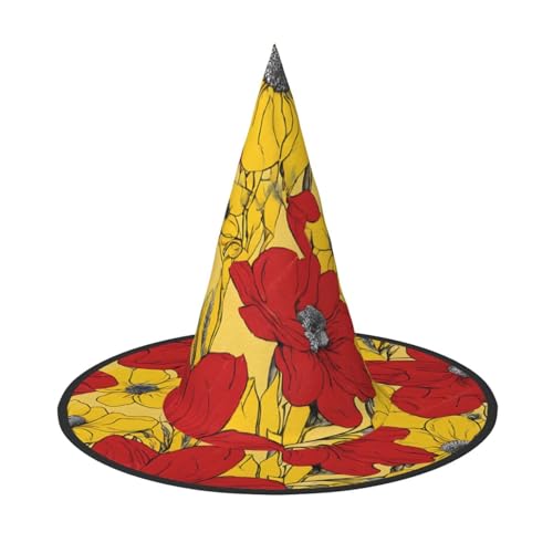 JEKYDOSD Hübscher Mohnblumen-Druck, Halloween-Hut, gruseliges Party-Accessoire, Karneval, Maskerade-Bälle JEKYDOSD Hübscher Mohnblumen-Druck, Halloween-Hut, gruseliges Party-Accessoire, Karneval, Maskerade-Bälle von JEKYDOSD