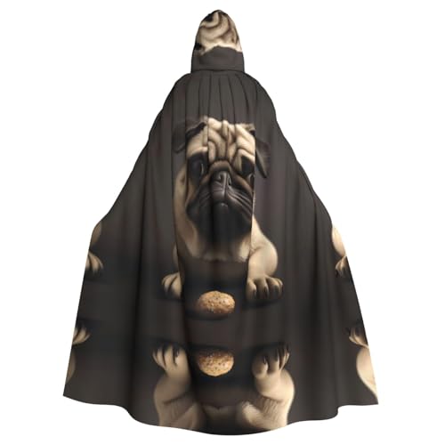 JEKYDOSD Hübscher Mops-Aufdruck, Kapuzenumhang für Erwachsene, perfekt für Halloween, Rollenspiele, Maskerade und Kostümpartys JEKYDOSD Hübscher Mops-Aufdruck, Kapuzenumhang für Erwachsene, perfekt für Halloween, Rollenspiele, Maskerade und Kostümpartys von JEKYDOSD