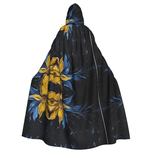 JEKYDOSD Kapuzenumhang für Erwachsene, Türkis, Blau, Gold, Blumendruck, perfekt für Halloween, Rollenspiele, Maskerade und Kostümpartys JEKYDOSD Kapuzenumhang für Erwachsene, Türkis, Blau, Gold, Blumendruck, perfekt für Halloween, Rollenspiele, Maskerade und Kostümpartys von JEKYDOSD