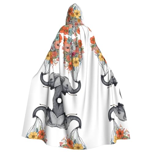 JEKYDOSD Kapuzenumhang mit Elefant mit Blumendruck, perfekt für Halloween, Rollenspiele, Maskerade und Kostümpartys JEKYDOSD Kapuzenumhang mit Elefant mit Blumendruck, perfekt für Halloween, Rollenspiele, Maskerade und Kostümpartys von JEKYDOSD