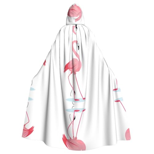 JEKYDOSD Kapuzenumhang mit Flamingo-Druck, perfekt für Halloween, Rollenspiele, Maskerade und Kostümpartys von JEKYDOSD