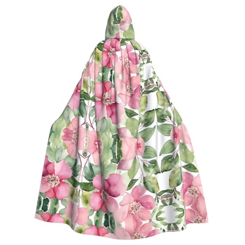 JEKYDOSD Kapuzenumhang mit Hibiskusblumen-Druck, perfekt für Halloween, Rollenspiele, Maskerade und Kostümpartys von JEKYDOSD