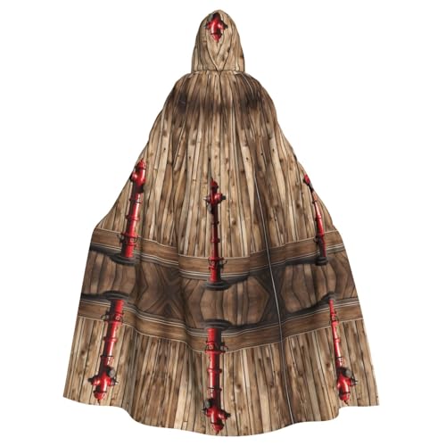 JEKYDOSD Kapuzenumhang mit Holzdruck für Erwachsene, perfekt für Halloween, Rollenspiele, Maskerade und Kostümpartys von JEKYDOSD